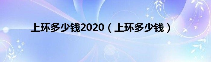 上環(huán)多少錢(qián)2020（上環(huán)多少錢(qián)）