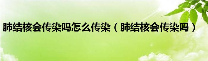 肺結(jié)核會(huì)傳染嗎怎么傳染（肺結(jié)核會(huì)傳染嗎）