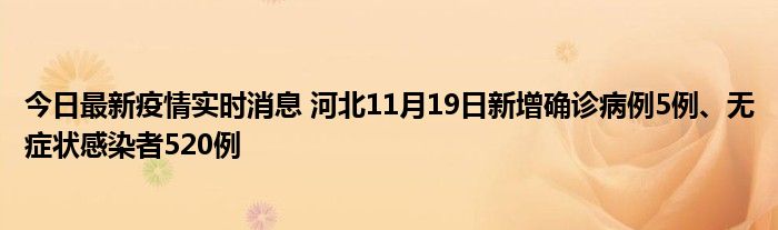 今日最新疫情實(shí)時(shí)消息 河北11月19日新增確診病例5例、無(wú)癥狀感染者520例