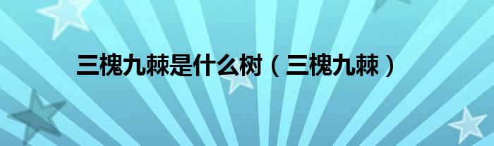 三槐九棘是什么樹（三槐九棘）