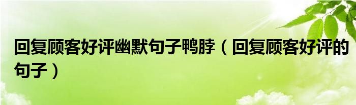 回復(fù)顧客好評(píng)幽默句子鴨脖（回復(fù)顧客好評(píng)的句子）