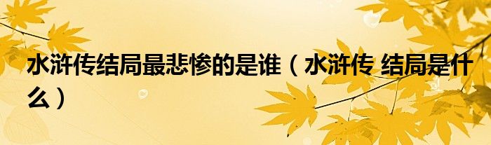 水滸傳結(jié)局最悲慘的是誰（水滸傳 結(jié)局是什么）