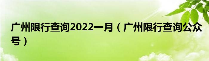 廣州限行查詢2022一月（廣州限行查詢公眾號(hào)）