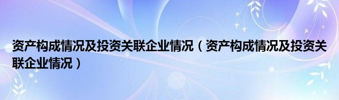 資產(chǎn)構(gòu)成情況及投資關(guān)聯(lián)企業(yè)情況（資產(chǎn)構(gòu)成情況及投資關(guān)聯(lián)企業(yè)情況）