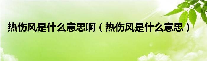 熱傷風(fēng)是什么意思?。醾L(fēng)是什么意思）