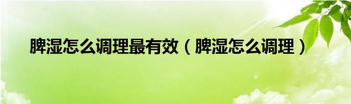 脾濕怎么調(diào)理最有效（脾濕怎么調(diào)理）