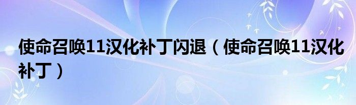 使命召喚11漢化補(bǔ)丁閃退（使命召喚11漢化補(bǔ)丁）