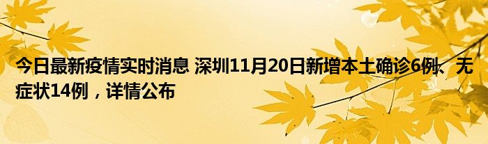 今日最新疫情實(shí)時消息 深圳11月20日新增本土確診6例、無癥狀14例，詳情公布