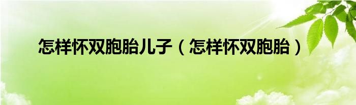 怎樣懷雙胞胎兒子（怎樣懷雙胞胎）