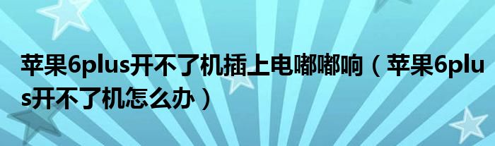 蘋果6plus開不了機(jī)插上電嘟嘟響（蘋果6plus開不了機(jī)怎么辦）