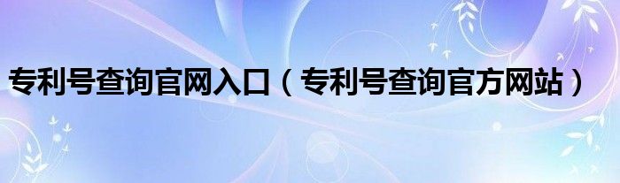 專利號查詢官網(wǎng)入口（專利號查詢官方網(wǎng)站）