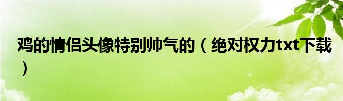 雞的情侶頭像特別帥氣的（絕對權(quán)力txt下載）