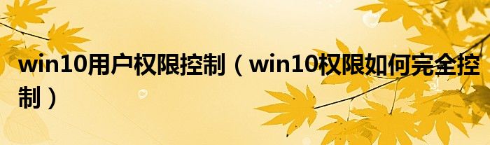 win10用戶權(quán)限控制（win10權(quán)限如何完全控制）