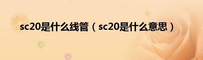 sc20是什么線(xiàn)管（sc20是什么意思）