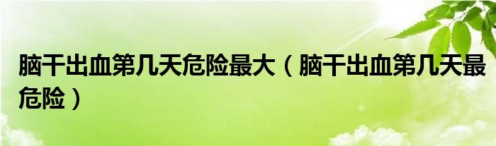 腦干出血第幾天危險(xiǎn)最大（腦干出血第幾天最危險(xiǎn)）