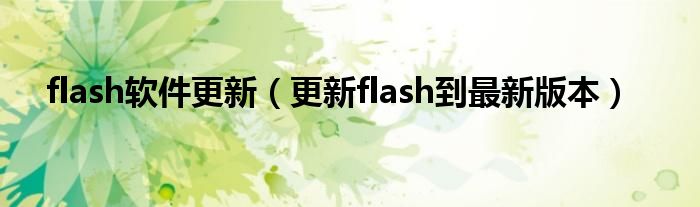 flash軟件更新（更新flash到最新版本）