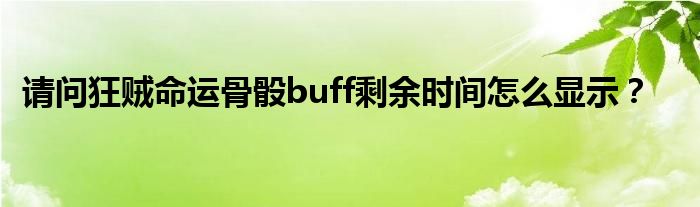 請(qǐng)問狂賊命運(yùn)骨骰buff剩余時(shí)間怎么顯示？