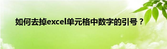 如何去掉excel單元格中數(shù)字的引號？