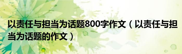 以責(zé)任與擔(dān)當(dāng)為話題800字作文（以責(zé)任與擔(dān)當(dāng)為話題的作文）