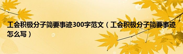 工會(huì)積極分子簡(jiǎn)要事跡300字范文（工會(huì)積極分子簡(jiǎn)要事跡怎么寫）