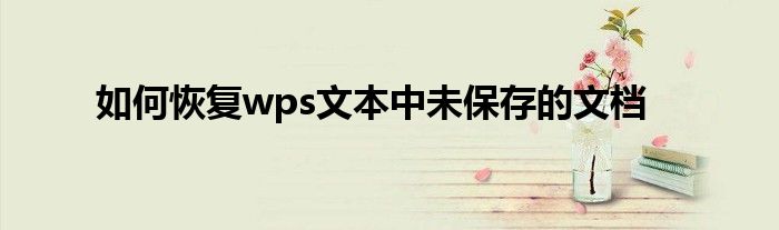 如何恢復(fù)wps文本中未保存的文檔