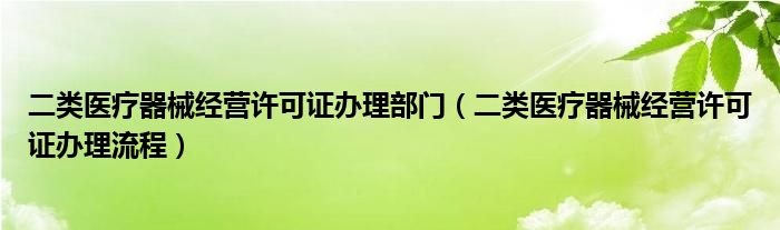 二類醫(yī)療器械經(jīng)營許可證辦理部門（二類醫(yī)療器械經(jīng)營許可證辦理流程）