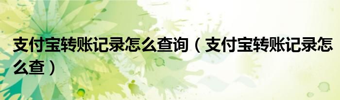 支付寶轉(zhuǎn)賬記錄怎么查詢（支付寶轉(zhuǎn)賬記錄怎么查）