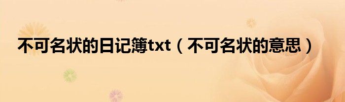 不可名狀的日記簿txt（不可名狀的意思）