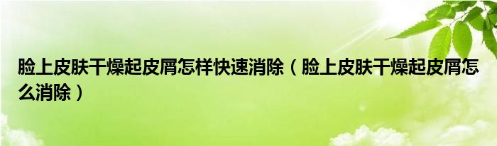 臉上皮膚干燥起皮屑怎樣快速消除（臉上皮膚干燥起皮屑怎么消除）