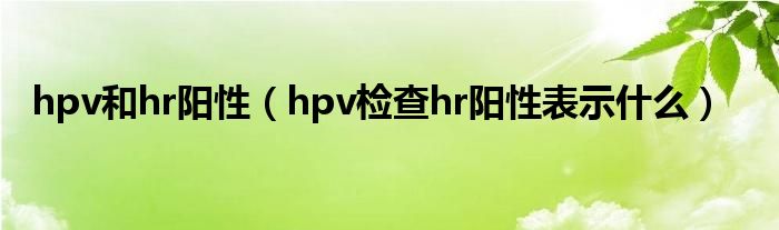 hpv和hr陽性（hpv檢查hr陽性表示什么）