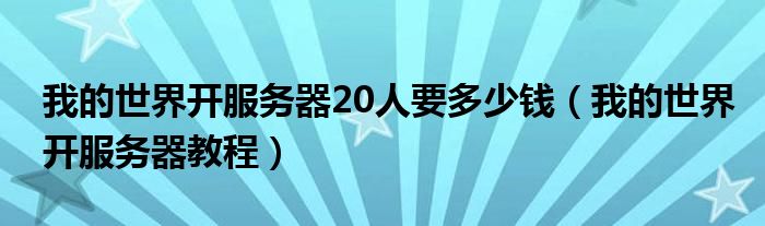 我的世界開(kāi)服務(wù)器20人要多少錢(qián)（我的世界開(kāi)服務(wù)器教程）