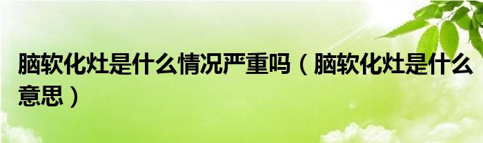 腦軟化灶是什么情況嚴重嗎（腦軟化灶是什么意思）