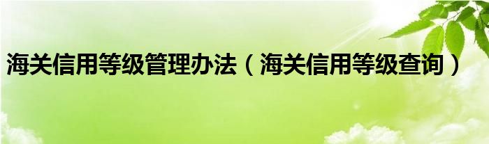 海關(guān)信用等級管理辦法（海關(guān)信用等級查詢）