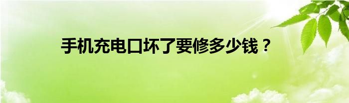 手機充電口壞了要修多少錢？