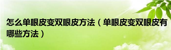 怎么單眼皮變雙眼皮方法（單眼皮變雙眼皮有哪些方法）