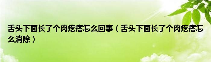 舌頭下面長了個肉疙瘩怎么回事（舌頭下面長了個肉疙瘩怎么消除）