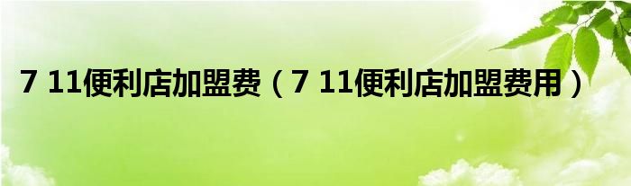 7 11便利店加盟費(fèi)（7 11便利店加盟費(fèi)用）