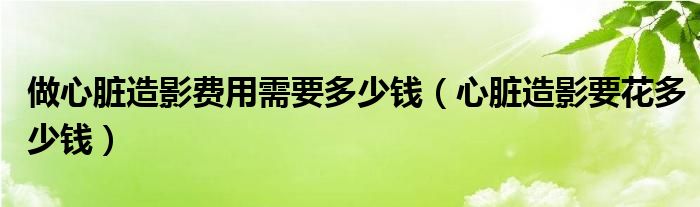 做心臟造影費用需要多少錢（心臟造影要花多少錢）