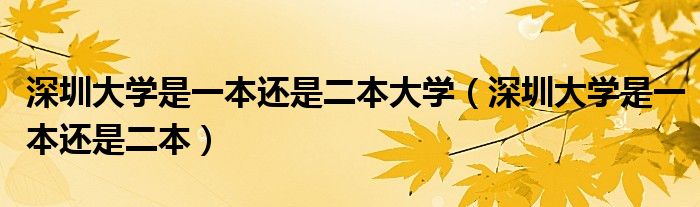 深圳大學(xué)是一本還是二本大學(xué)（深圳大學(xué)是一本還是二本）