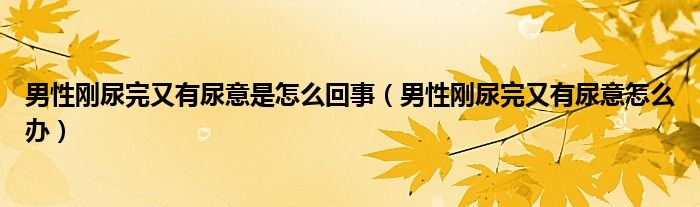 男性剛尿完又有尿意是怎么回事（男性剛尿完又有尿意怎么辦）