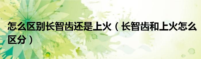 怎么區(qū)別長(zhǎng)智齒還是上火（長(zhǎng)智齒和上火怎么區(qū)分）