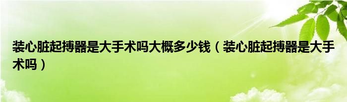 裝心臟起搏器是大手術(shù)嗎大概多少錢（裝心臟起搏器是大手術(shù)嗎）