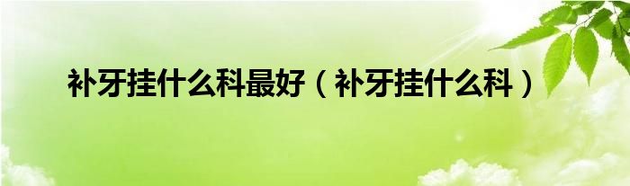 補(bǔ)牙掛什么科最好（補(bǔ)牙掛什么科）