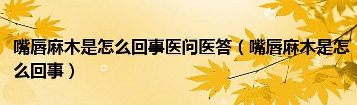 嘴唇麻木是怎么回事醫(yī)問醫(yī)答（嘴唇麻木是怎么回事）