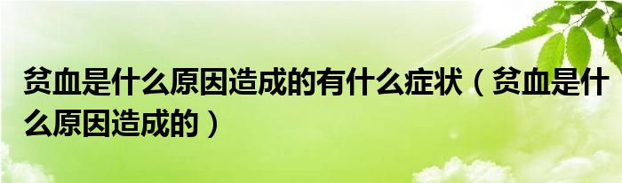 貧血是什么原因造成的有什么癥狀（貧血是什么原因造成的）