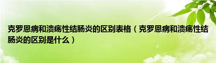 克羅恩病和潰瘍性結(jié)腸炎的區(qū)別表格（克羅恩病和潰瘍性結(jié)腸炎的區(qū)別是什么）