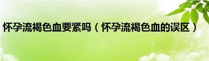 懷孕流褐色血要緊嗎（懷孕流褐色血的誤區(qū)）