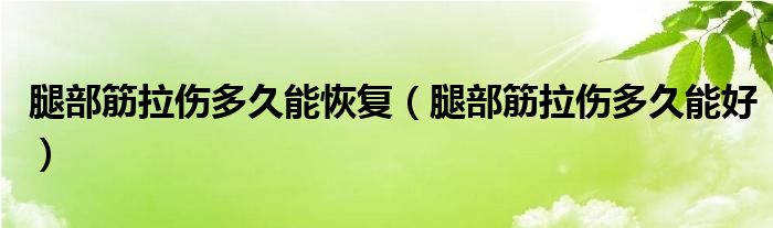 腿部筋拉傷多久能恢復(fù)（腿部筋拉傷多久能好）