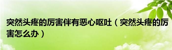 突然頭疼的厲害伴有惡心嘔吐（突然頭疼的厲害怎么辦）