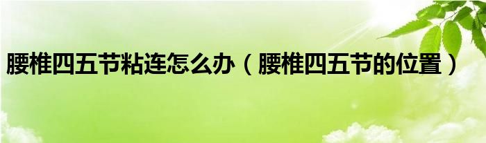 腰椎四五節(jié)粘連怎么辦（腰椎四五節(jié)的位置）